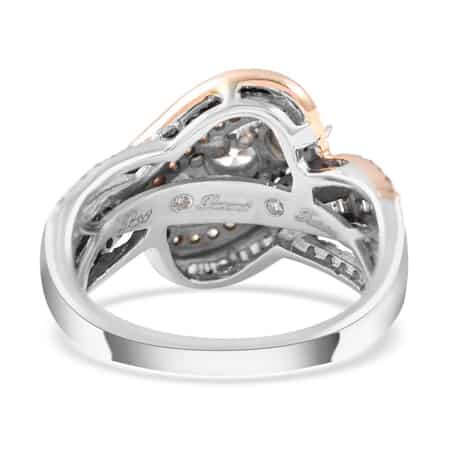 NY Closeout 10K White and Rose Gold G-H I2 Diamond Bypass Twist Ring (Size 7.0) 5.30 Grams 1.00 ctw image number 4