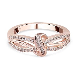 Natural Pink and White Diamond 0.25 ctw Ring in Vermeil Rose Gold Over Sterling Silver (Size 10.0)