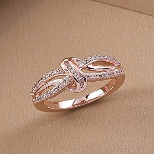 Natural Pink and White Diamond 0.25 ctw Ring in Vermeil Rose Gold Over Sterling Silver (Size 10.0)