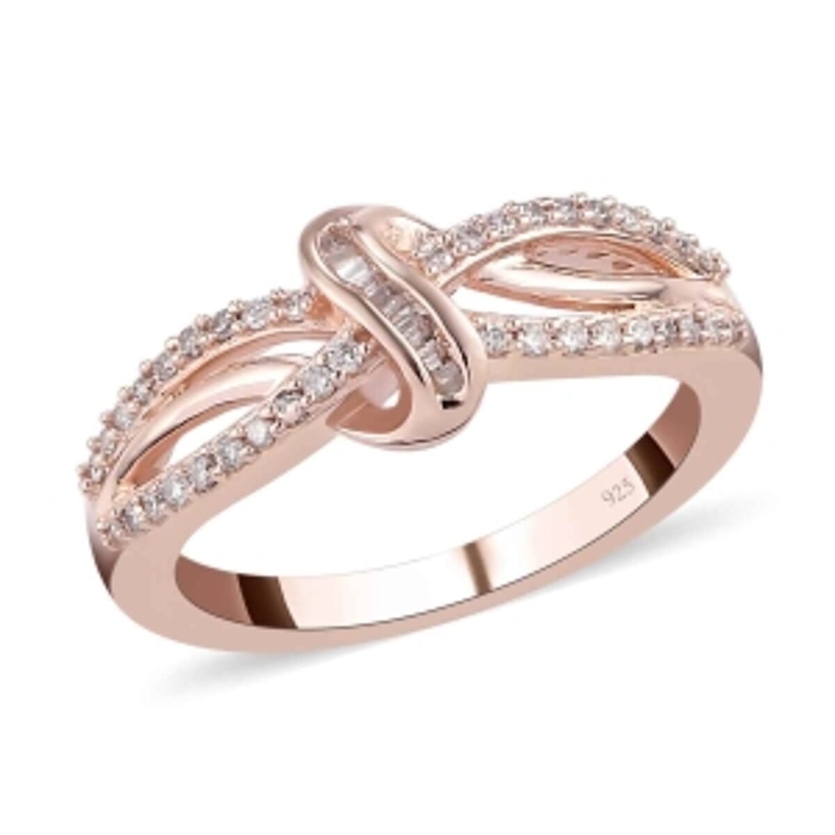 Natural Pink and White Diamond 0.25 ctw Ring in Vermeil Rose Gold Over Sterling Silver (Size 10.0) image number 2
