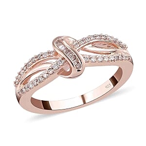 Natural Pink and White Diamond 0.25 ctw Ring in Vermeil Rose Gold Over Sterling Silver (Size 10.0)