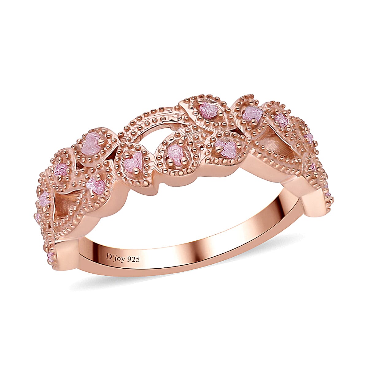 Buy Uncut Natural Pink Diamond Ring in Vermeil Rose Gold Over