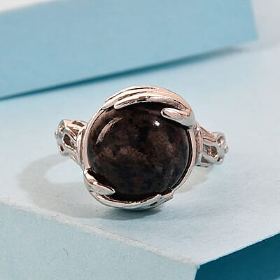 Natural Yooperlite Solitaire Ring in Platinum Over Sterling Silver (Size 10.0) 7.35 ctw with Free UV Torch