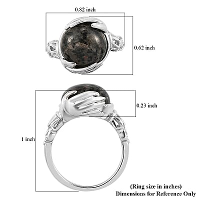 Natural Yooperlite Solitaire Ring in Platinum Over Sterling Silver (Size 10.0) 7.35 ctw with Free UV Torch