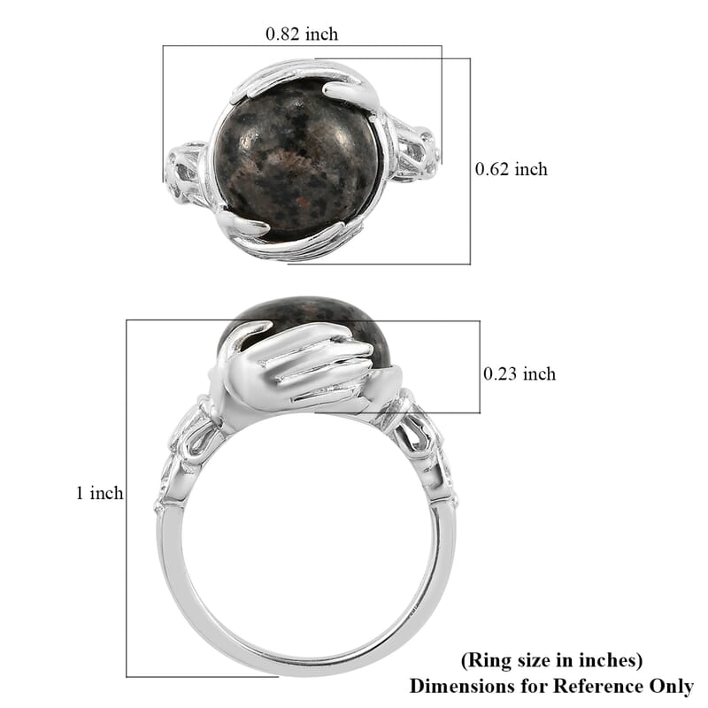 Natural Yooperlite Solitaire Ring in Platinum Over Sterling Silver (Size 10.0) 7.35 ctw with Free UV Torch
