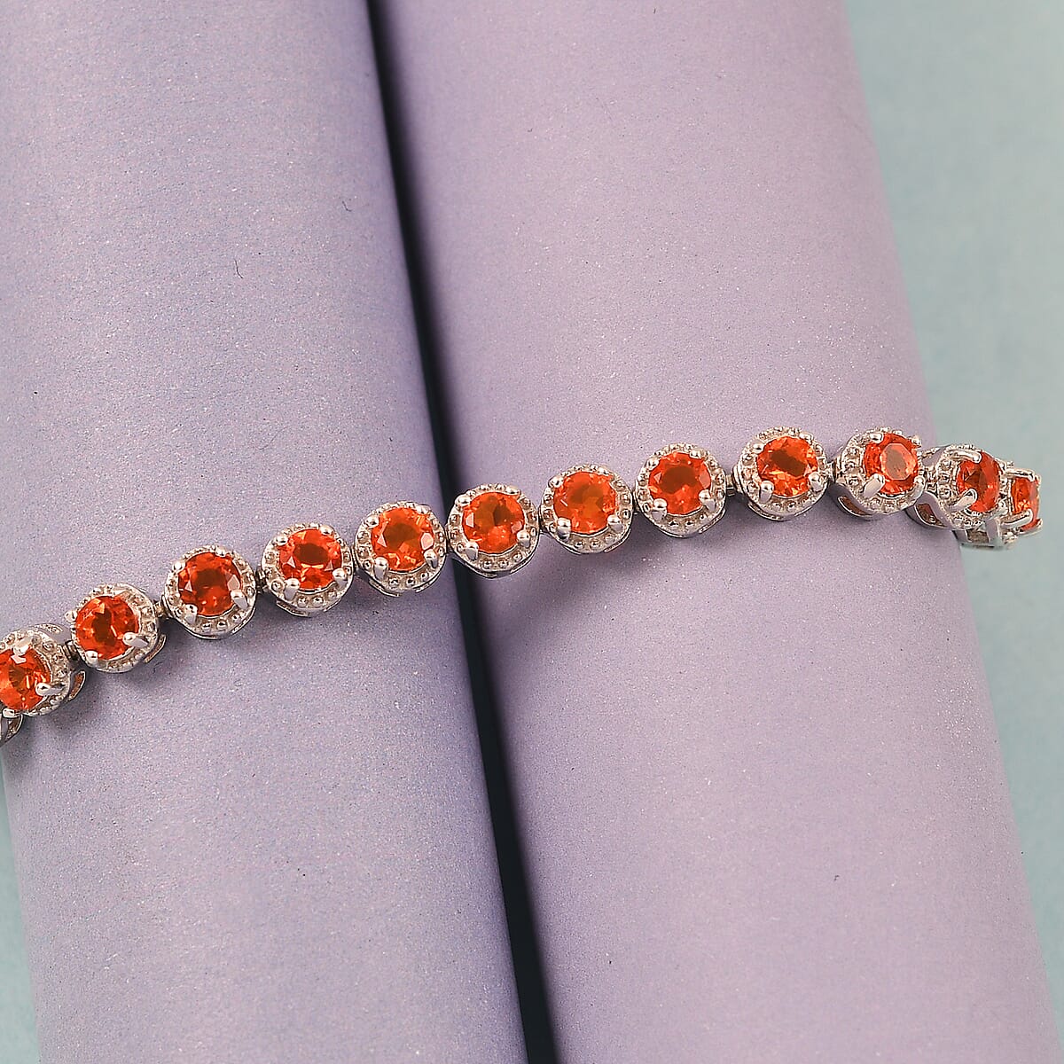 Crimson Fire Opal Tennis Bracelet in Platinum Over Sterling Silver (6.50 In) 11.45 Grams 3.50 ctw image number 1