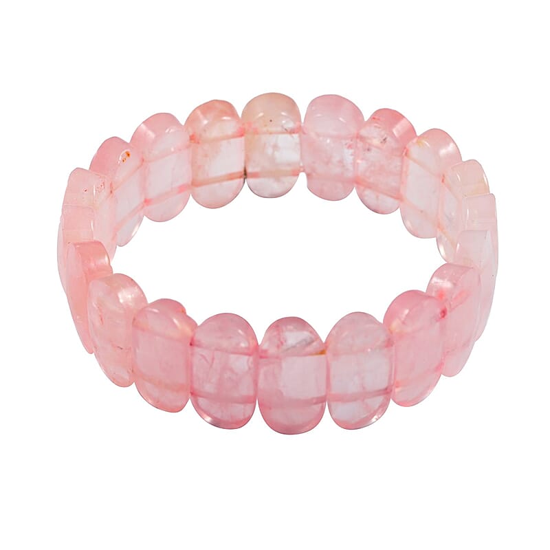Galilea Rose Quartz Beaded Stretch Bracelet in Sterling Silver 260.00 ctw