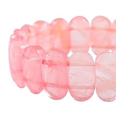 Galilea Rose Quartz Beaded Stretch Bracelet in Sterling Silver 260.00 ctw