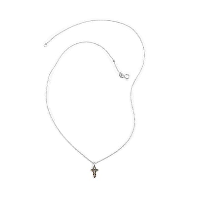 Brown Diamond Cross Necklace 18 Inches in Rhodium and Sterling Silver 0.15 ctw