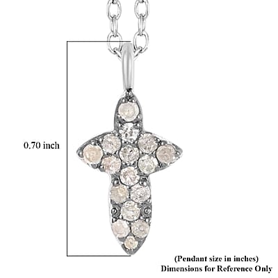 Brown Diamond Cross Necklace 18 Inches in Rhodium and Sterling Silver 0.15 ctw