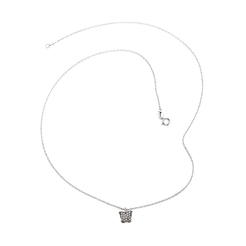 Brown Diamond Butterfly Necklace 18 Inches in Rhodium and Sterling Silver 0.15 ctw