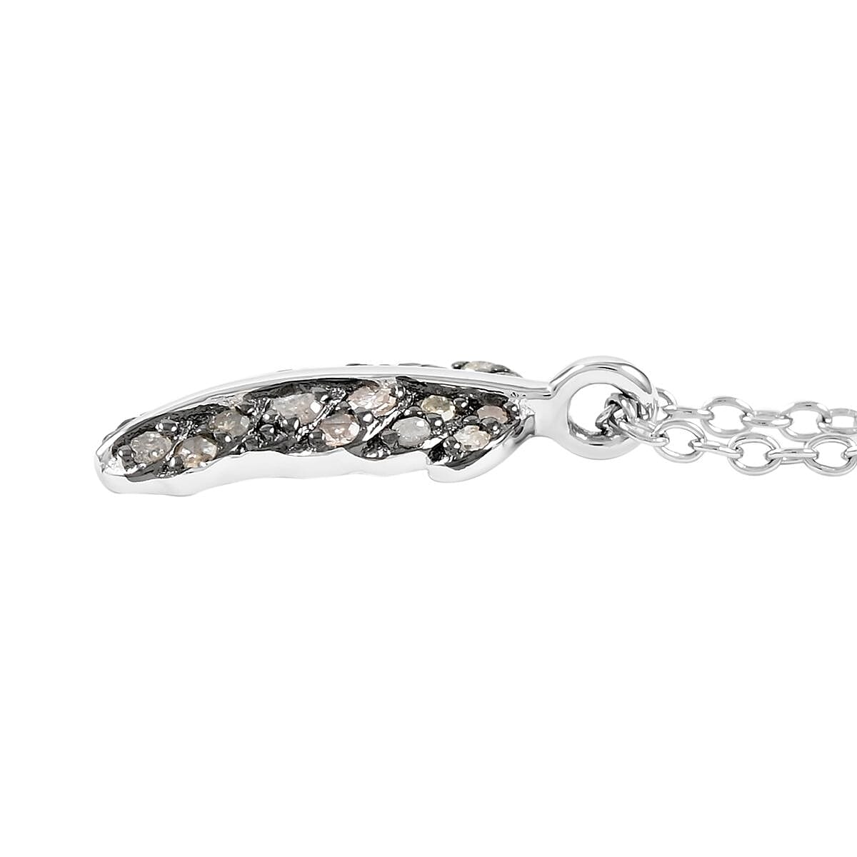 Brown Diamond Feather Necklace 18 Inches in Rhodium and Sterling Silver 0.15 ctw
