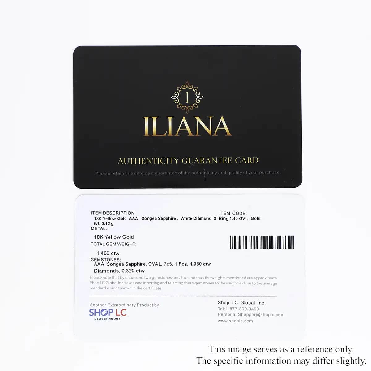 Certified & Appraised ILIANA 18K Yellow Gold AAA Songea Sapphire, Diamond (G-H, SI) (0.32 cts) Ring (Size 7.0) (3.40 g) 1.40 ctw image number 7