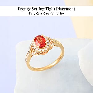 Iliana 18K Yellow Gold AAA Songea Sapphire and G-H SI Diamond Ring (Size 6.0) 1.40 ctw