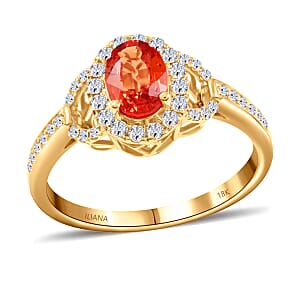 Certified & Appraised Iliana 18K Yellow Gold AAA Songea Sapphire and G-H SI Diamond Ring (Size 7.0) 1.40 ctw