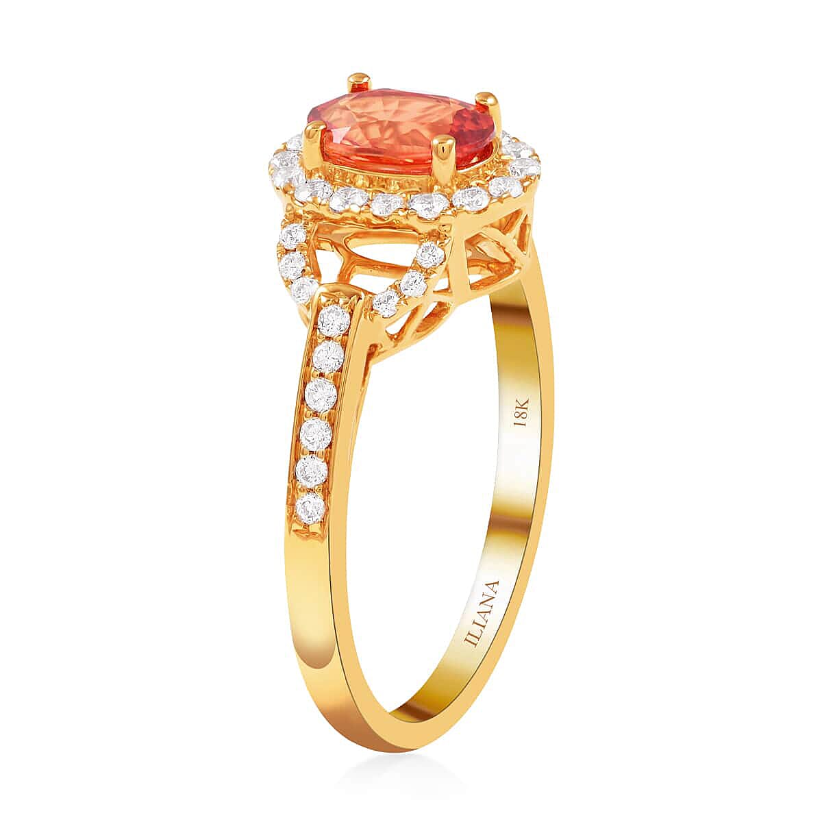 Certified & Appraised Iliana 18K Yellow Gold AAA Songea Sapphire and G-H SI Diamond Ring (Size 7.0) 1.40 ctw image number 3