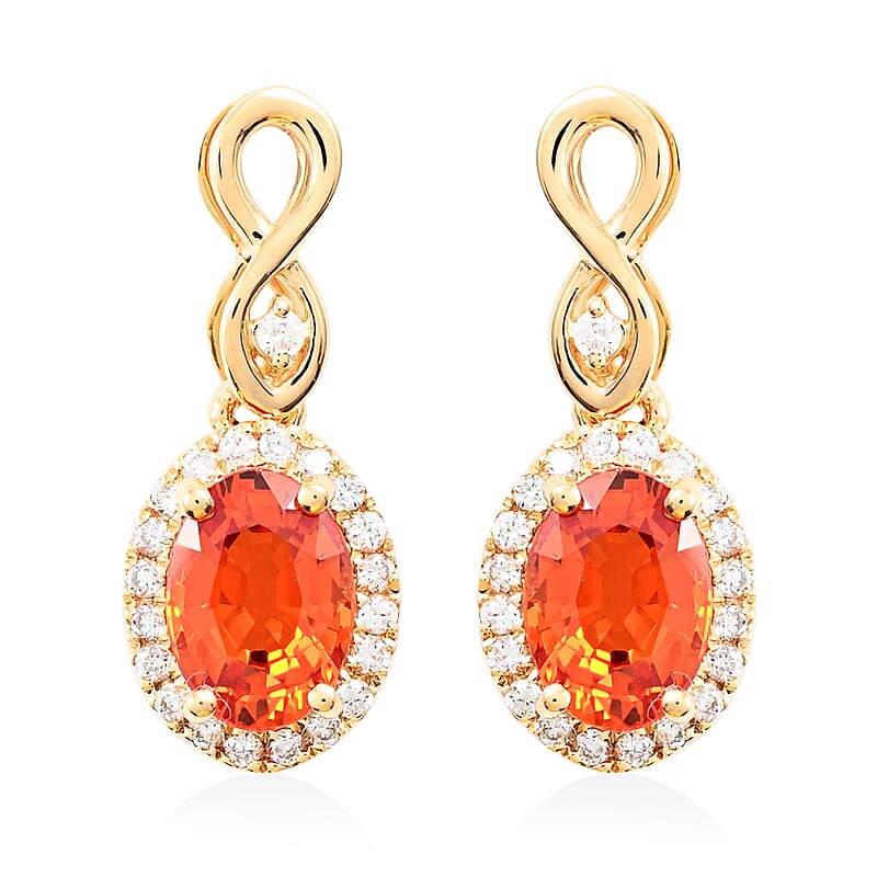 Certified & Appraised  Iliana 18K Yellow Gold AAA Songea Sapphire and G-H SI Diamond Earrings 2.53 Grams 2.25 ctw
