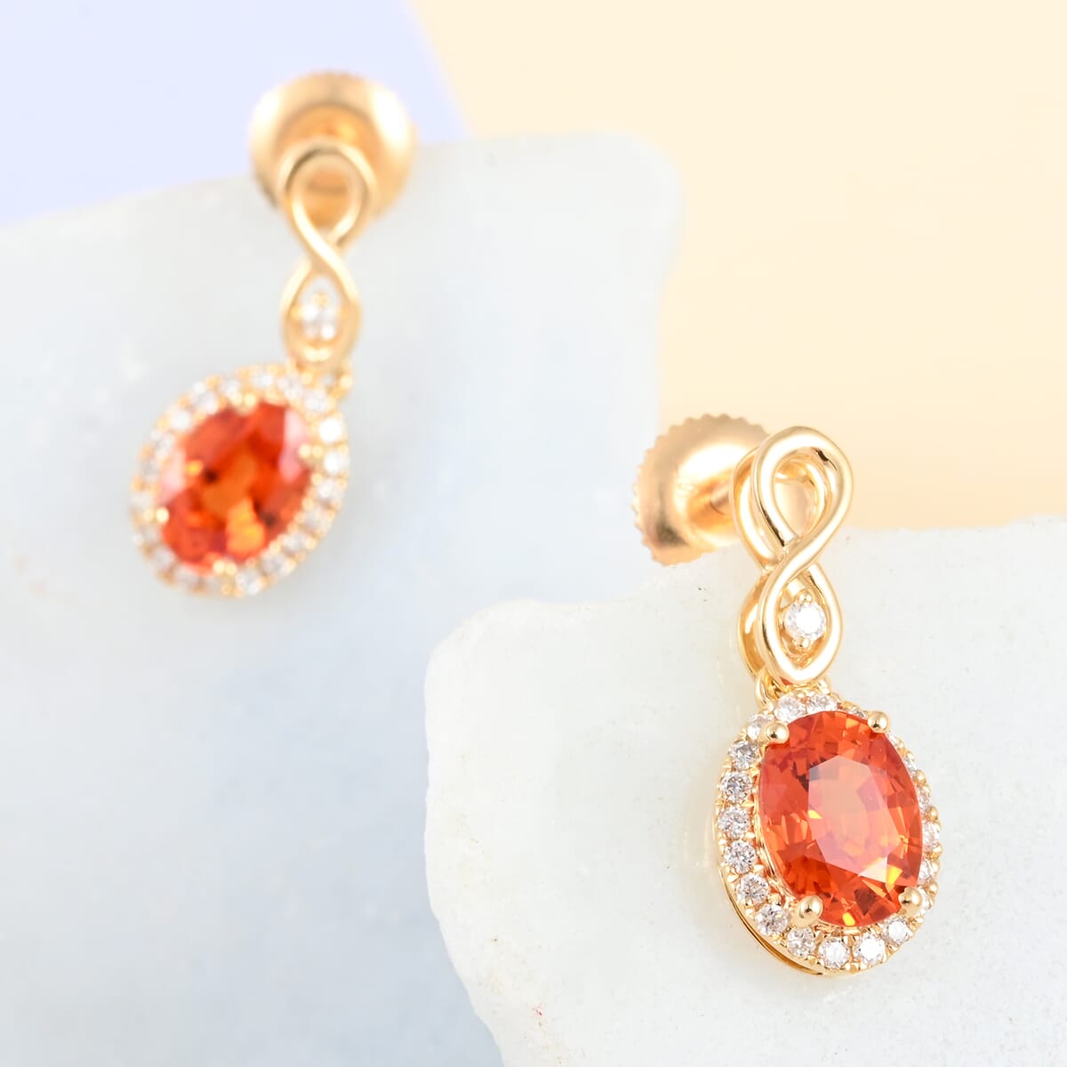 Certified & Appraised  Iliana 18K Yellow Gold AAA Songea Sapphire and G-H SI Diamond Earrings 2.53 Grams 2.25 ctw image number 1