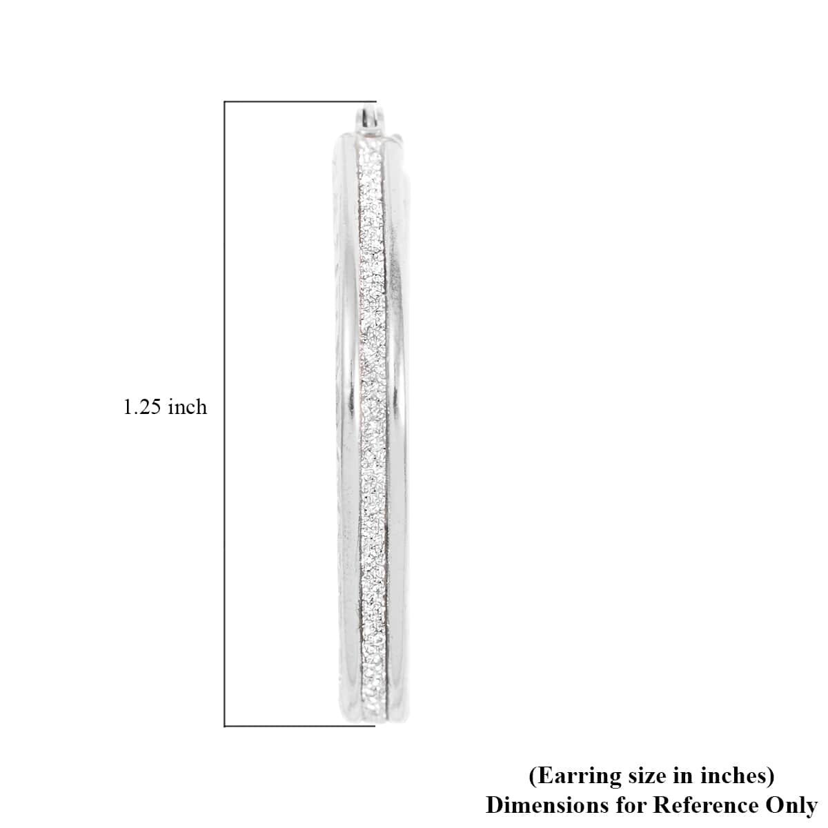 Sterling Silver Sparkle Squared Hoop Earrings 3.10 Grams image number 4