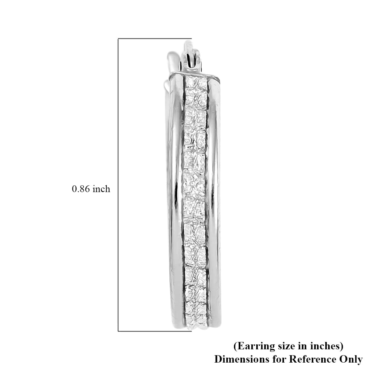 Sterling Silver Sparkle Hoop Earrings 2.40 Grams image number 4