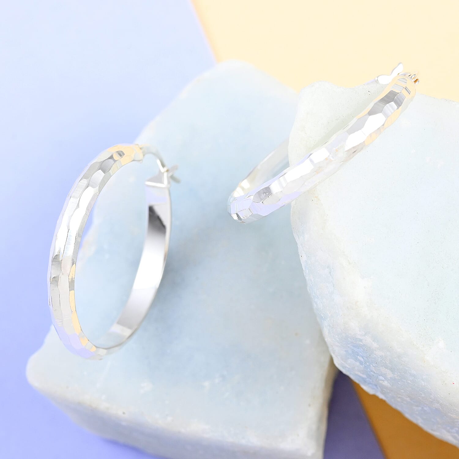 Sterling Silver Textured Hoop Earrings 3.25 Grams