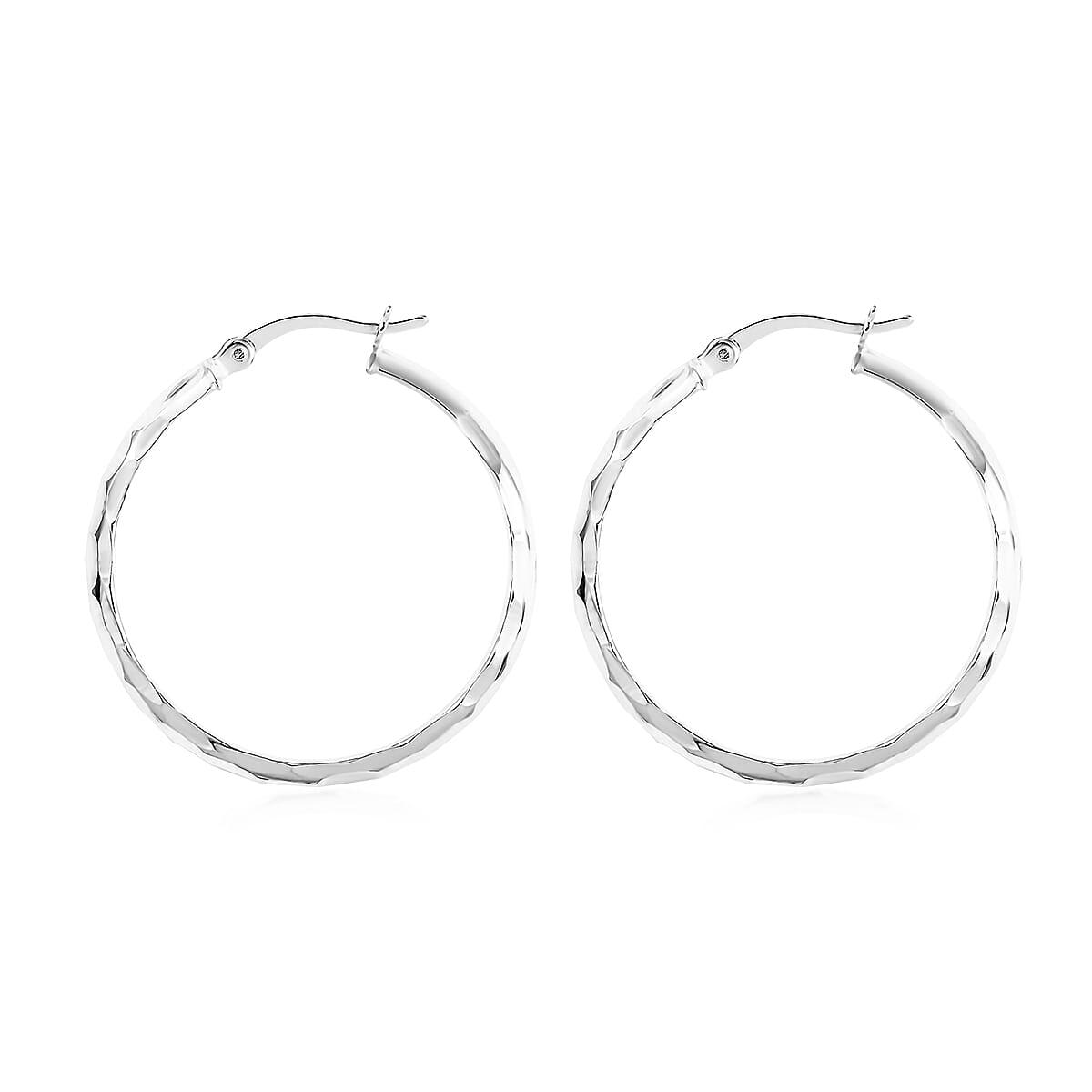 Sterling Silver Textured Hoop Earrings 3.25 Grams