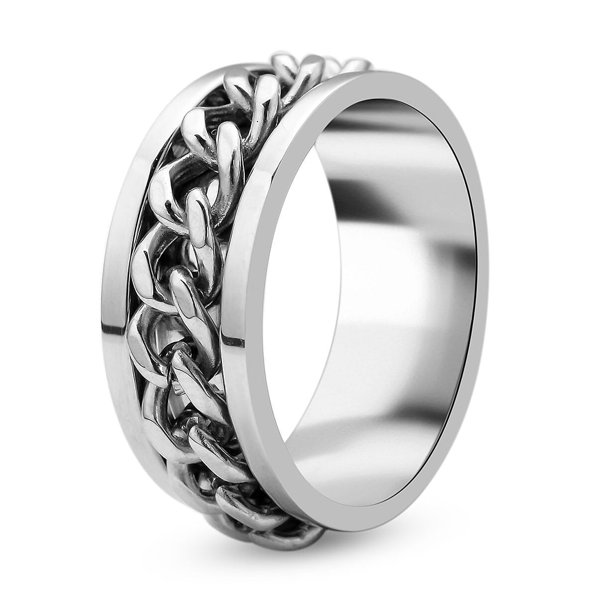 Cuban Chain Spinner Ring in Stainless Steel (Size 9.0) image number 3