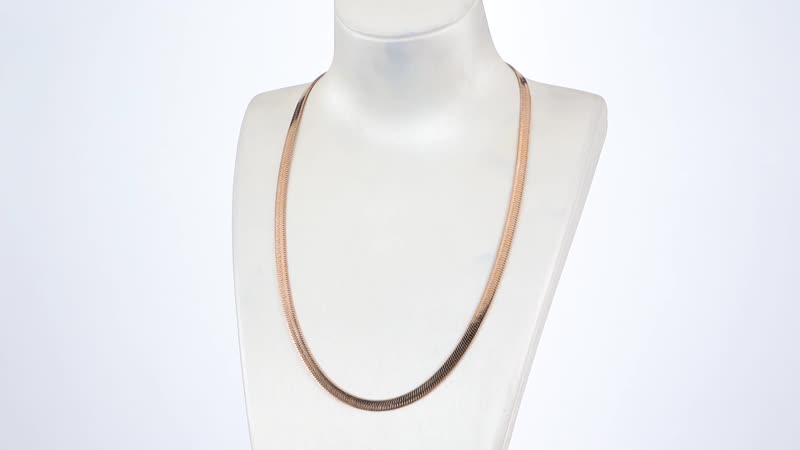 Herringbone Chain Necklace with Adjustable Ball 18-29 Inches in ION Plated RG Stainless Steel