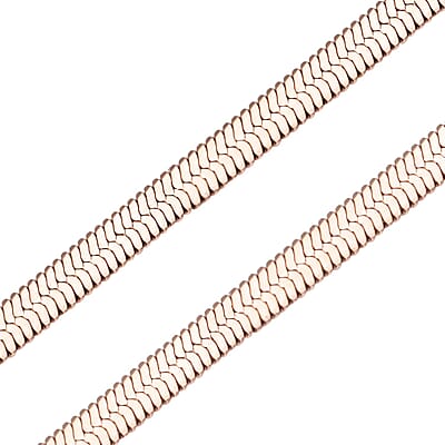 Herringbone Chain Necklace with Adjustable Ball 18-29 Inches in ION Plated RG Stainless Steel