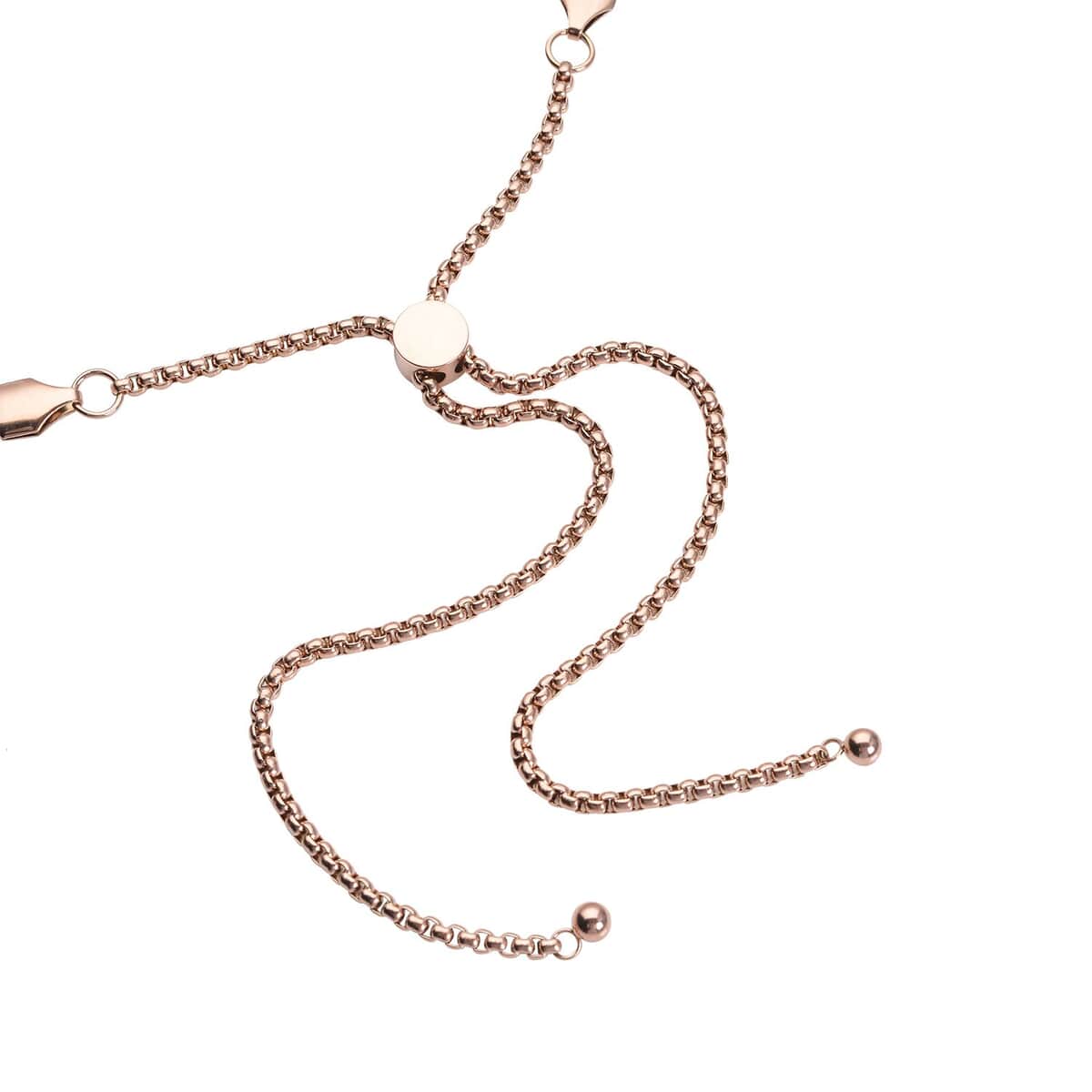 Herringbone Chain Necklace with Adjustable Ball 18-29 Inches in ION Plated RG Stainless Steel image number 3