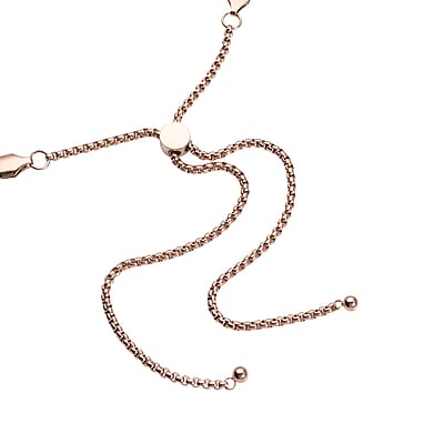 Herringbone Chain Necklace with Adjustable Ball 18-29 Inches in ION Plated RG Stainless Steel