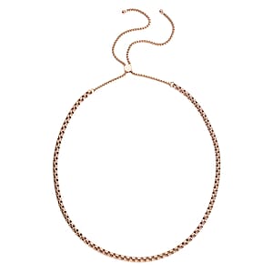 Shiny Box Link Necklace with Adjustable Ball (18-29 Inches) in ION Plated RG Stainless Steel , Tarnish-Free, Waterproof, Sweat Proof Jewelry