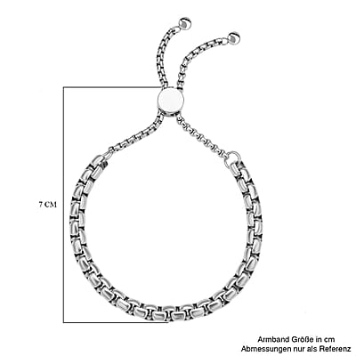Shiny Box Link Bracelet with Adjustable Ball in Stainless Steel