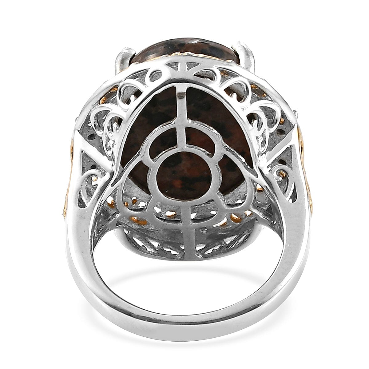 Yooperlite and Thai Black Spinel Ring in Vermeil Yellow Gold and Platinum Over Sterling Silver (Size 7.0) 17.90 ctw