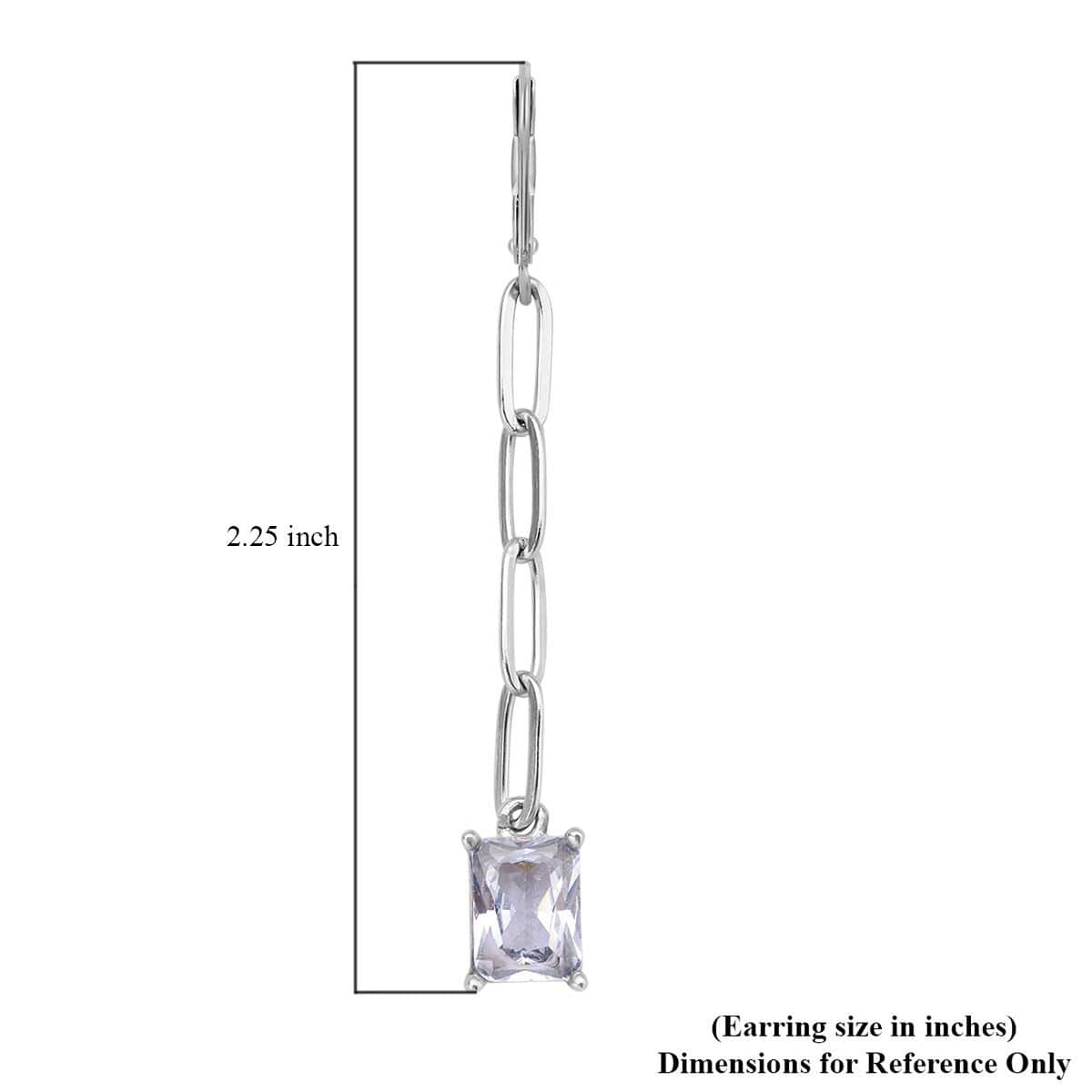Simulated Diamond Paper Clip Chain Dangle Earrings in Stainless Steel 6.00 ctw image number 3