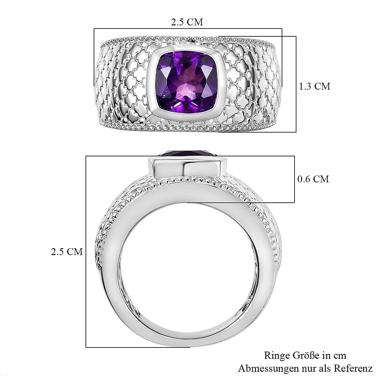 African Amethyst 1.98 ctw Ring in Goldtone (Size 6.5)