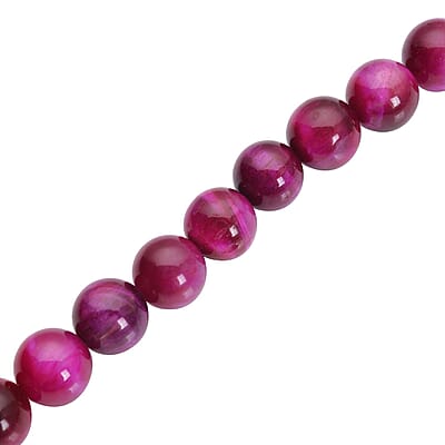Fuchsia Tiger's Eye (D) Beaded Bracelet in Stainless Steel (7-9In) 120.00 ctw , Tarnish-Free, Waterproof, Sweat Proof Jewelry
