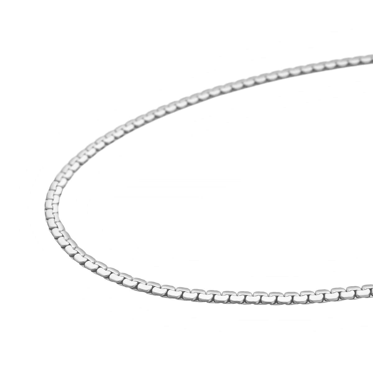 Flat Box Link Chain Necklace 18-29 Inches with Adjustable Ball in Stainless Steel 34.40 Grams image number 2