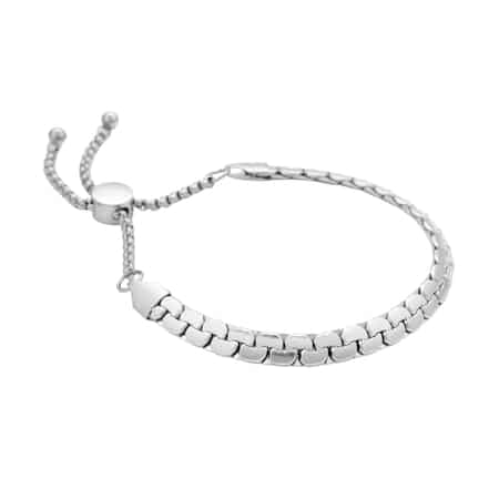 Flat Box Link Bracelet (6-9In) with Adjustable Ball in Stainless Steel image number 2