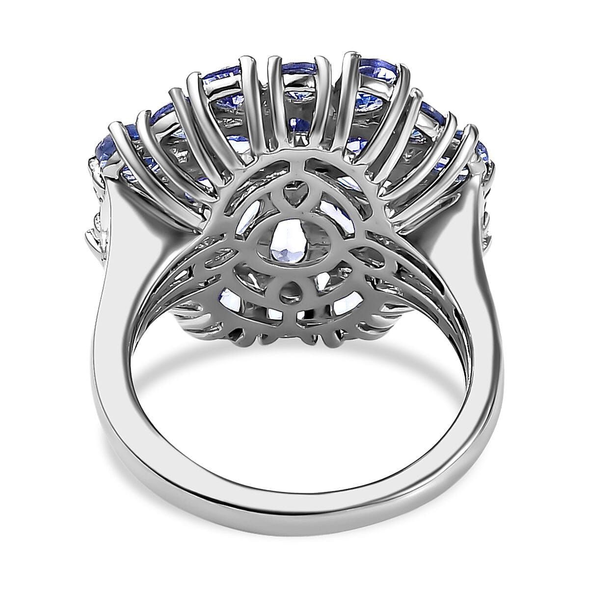 Tanzanite 3.78 ctw Ring in Platinum Over Sterling Silver (Size 10.0)