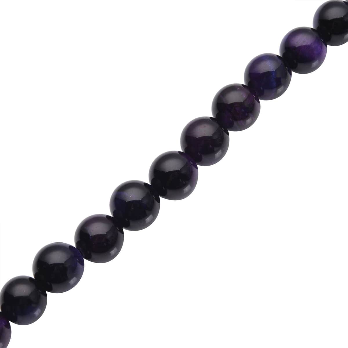 Purple Tiger's Eye (D) 120.00 ctw Beaded Bracelet in Stainless Steel (7-9In), Tarnish-Free, Waterproof, Sweat Proof Jewelry image number 4