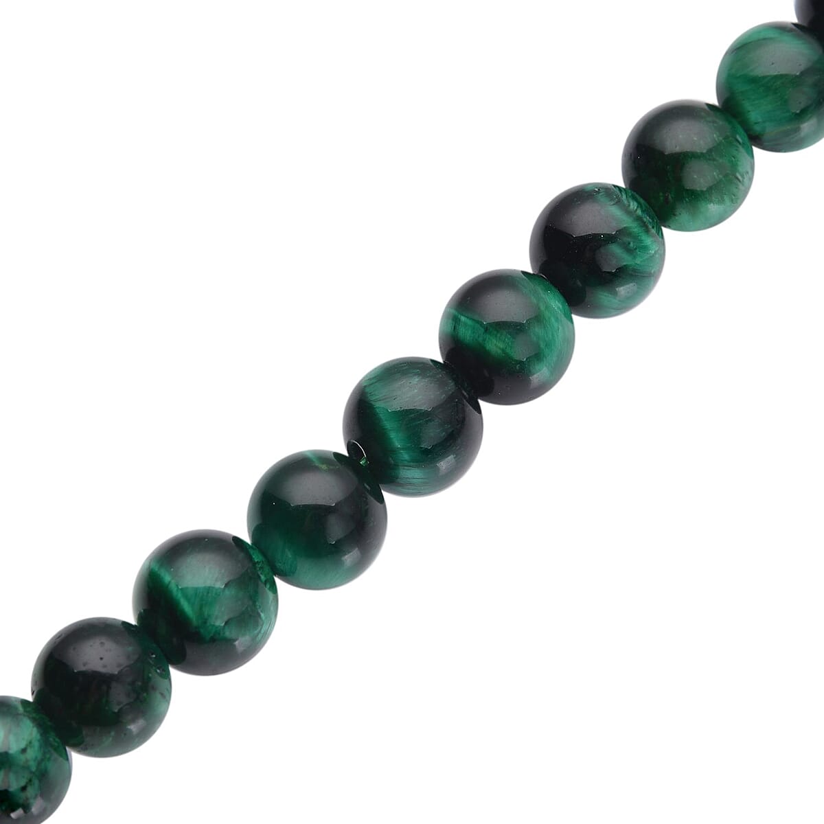 Green Tiger's Eye (D) Beaded Bracelet in Stainless Steel (7-9In) 120.00 ctw , Tarnish-Free, Waterproof, Sweat Proof Jewelry image number 4