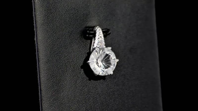 White Crystal Carving Cut and Simulated Diamond Pendant in Sterling Silver 5.55 ctw