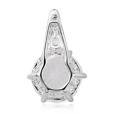 White Crystal Carving Cut and Simulated Diamond Pendant in Sterling Silver 5.55 ctw