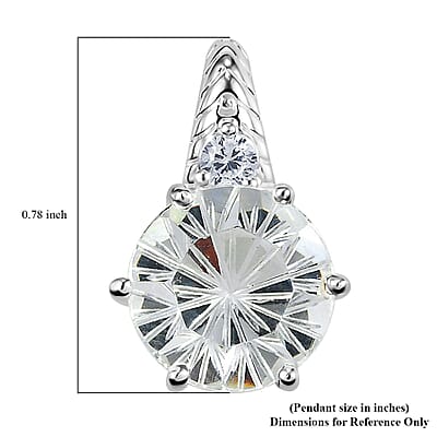White Crystal Carving Cut and Simulated Diamond Pendant in Sterling Silver 5.55 ctw