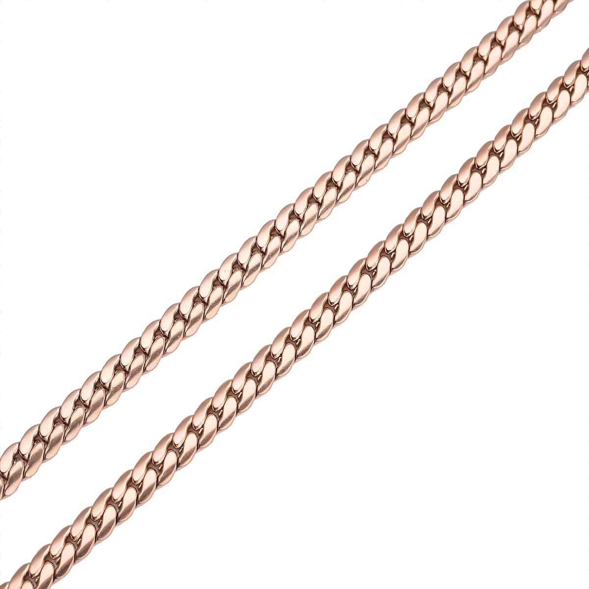 Curb Chain Lariat Necklace 18 Inches in ION Plated RG Stainless Steel image number 2