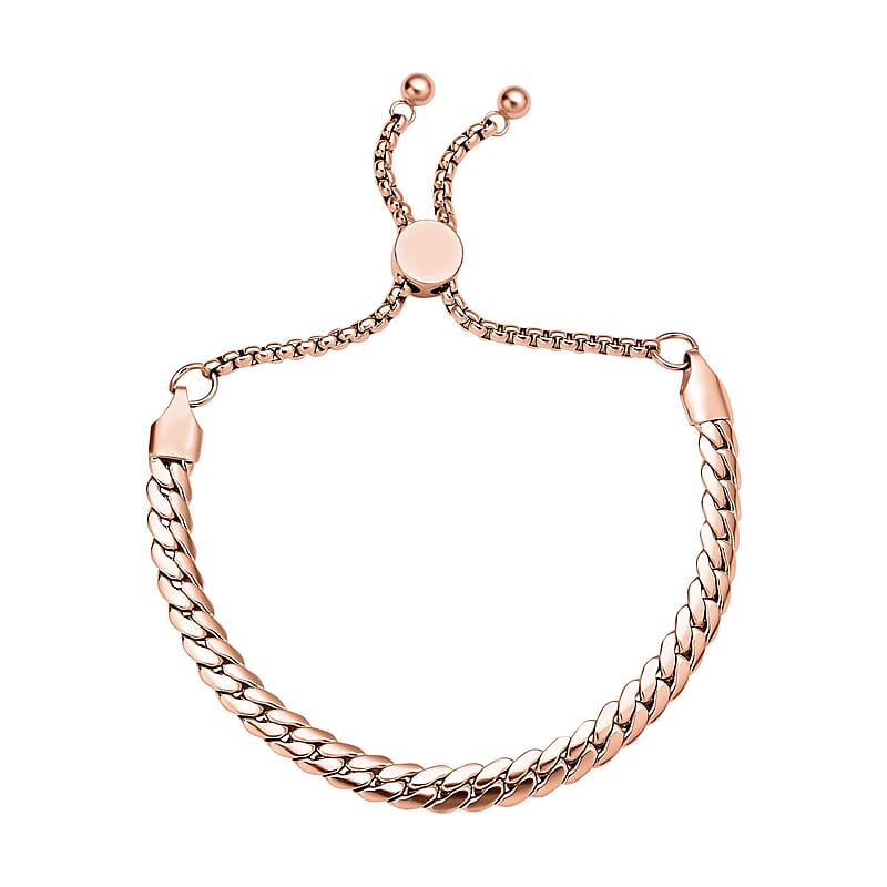 Curb Chain Bracelet in ION Plated RG Stainless Steel (Adjustable)
