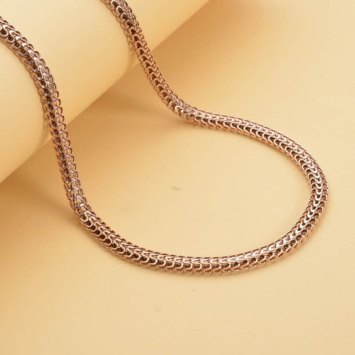 Fancy Mesh Chain Necklace with Adjustable Ball 18-29 Inches in ION Plated RG Stainless Steel image number 1