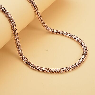 Fancy Mesh Chain Necklace with Adjustable Ball (18-29 Inches) in ION Plated RG Stainless Steel , Tarnish-Free, Waterproof, Sweat Proof Jewelry