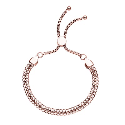 Fancy Mesh Chain Bracelet with Adjustable Ball in ION Plated RG Stainless Steel | Tarnish-Free, Waterproof, Sweat Proof Jewelry